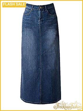 Women's Maxi Pencil Jean Skirt High Waisted A-Line Long Denim Slit Skirt